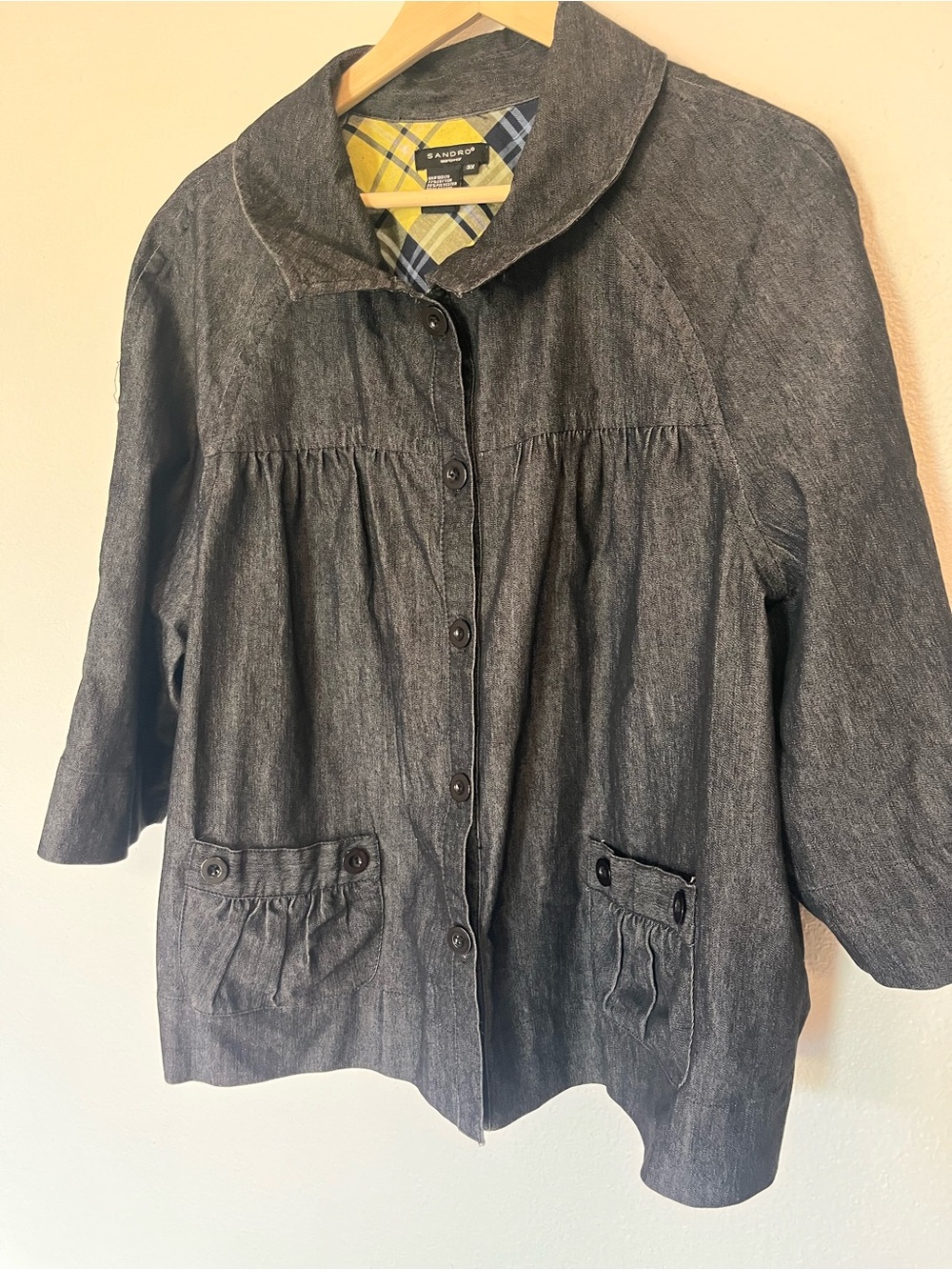Sandro Charcoal Gray Button-Front Women's Jacket
